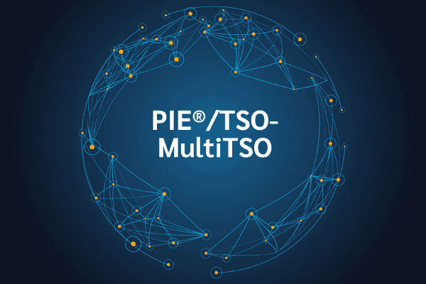 product name on an abstract blue and yellow background