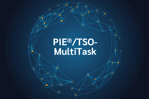 product name on an abstract blue and yellow background