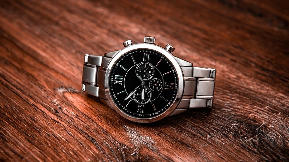 luxury watch on wooden background