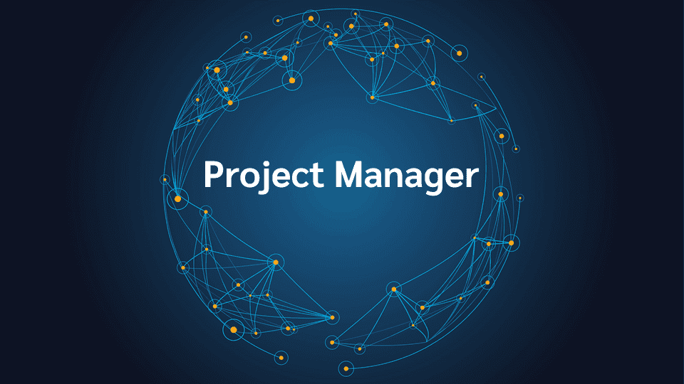 product name on an abstract blue and yellow background
