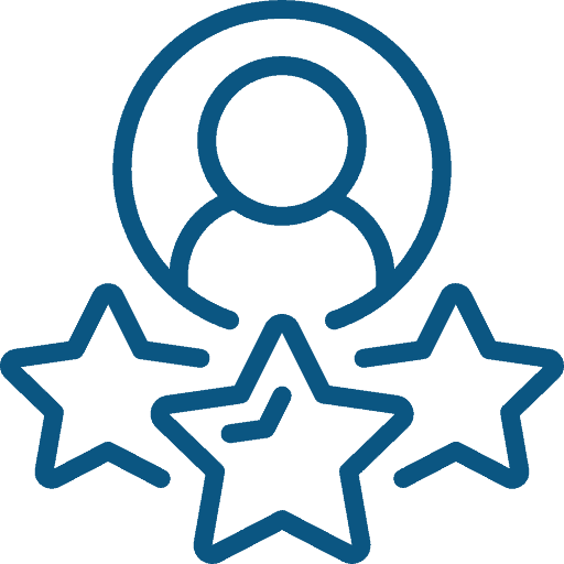 user icon with 3 review stars beneath