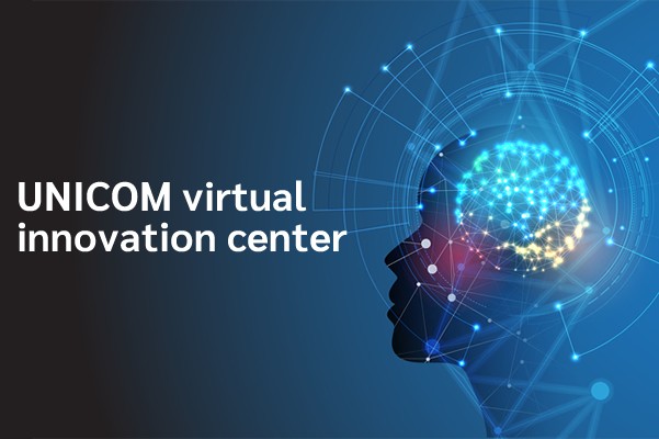 product name on an abstract blue and yellow background