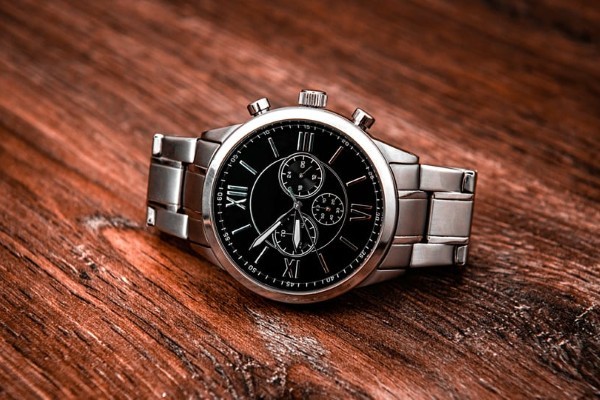 luxury watch on wooden background