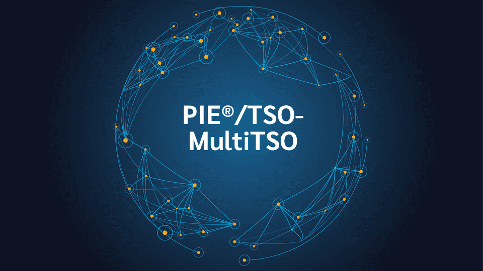product name on an abstract blue and yellow background